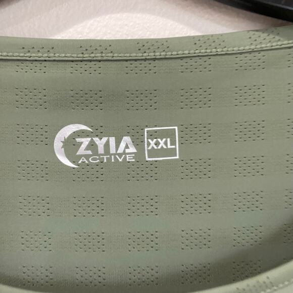 Zyia Active Womens Top  Green Perforated Laser Cut Short Sleeve Stretch Sz XXL - Picture 5 of 7